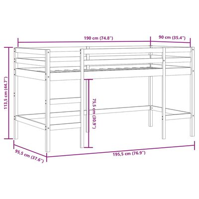 vidaXL Detská vyvýšená posteľ závesy modrá 90x190 cm masívna borovica