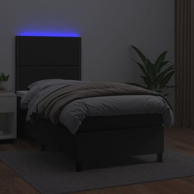 vidaXL Boxspring posteľ s matracom a LED čierna 100x200 cm umelá koža