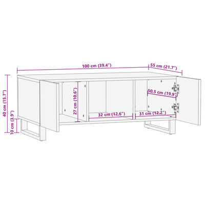 vidaXL Konferenčný stolík 100x55x40 cm, akáciový masív