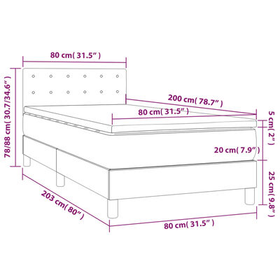 vidaXL Posteľný rám boxsping s matracom tmavomodrý 80x200 cm zamat