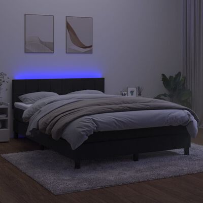vidaXL Posteľ boxsping s matracom a LED čierna 140x190 cm zamat