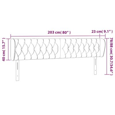 vidaXL Čelo postele so záhybmi modrý 203x23x78/88 cm látka