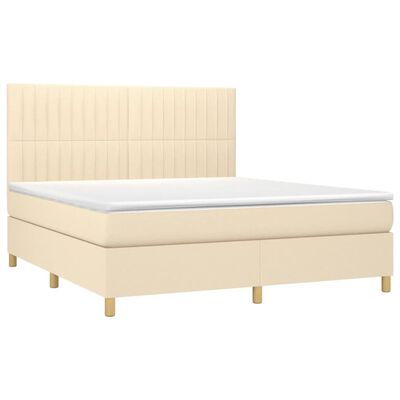 vidaXL Posteľný rám boxspring s matracom krémový 160x200 cm látka