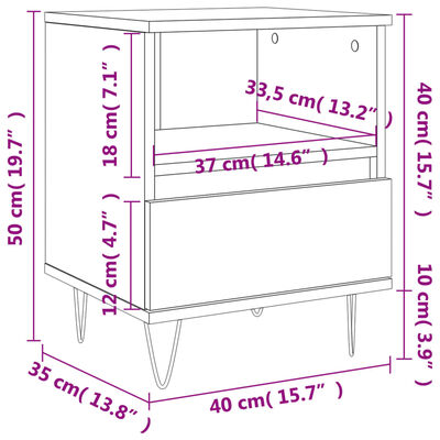 vidaXL Nočné stolíky 2 ks dub sonoma 40x35x50 cm kompozitné drevo