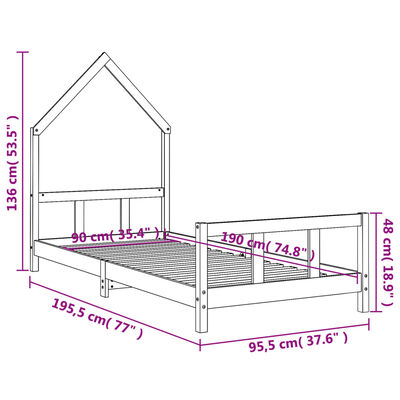 vidaXL Rám detskej postele biely 90x190 cm masívna borovica