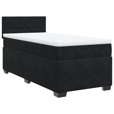 vidaXL Posteľný rám boxspring s matracom čierny 90x190 cm zamat