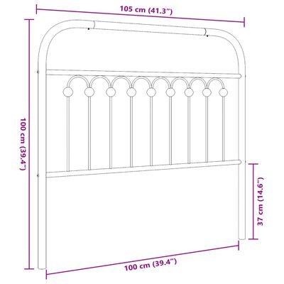 vidaXL Kovové čelo postele biele 100 cm