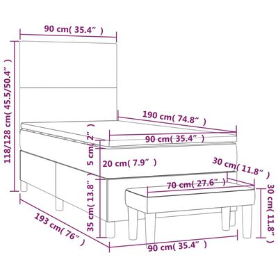 vidaXL Boxspring posteľ s matracom sivá 90x190 cm umelá koža