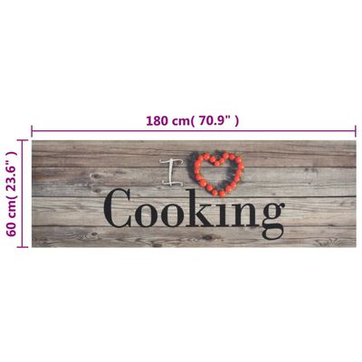 vidaXL Kuchynský koberec umývateľný Cooking sivý 60x180 cm zamat