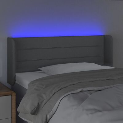 vidaXL Čelo postele s LED bledosivé 83x16x78/88 cm látka