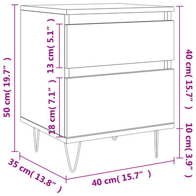 vidaXL Nočné stolíky 2 ks dymový dub 40x35x50 cm kompozitné drevo