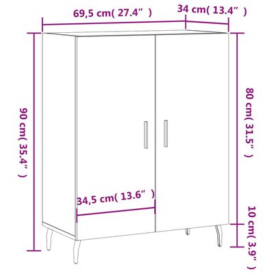 vidaXL Komoda betónovo sivá 69,5x34x90 cm kompozitné drevo