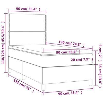 vidaXL Posteľný rám boxspring s matracom čierny 90x190 cm zamat