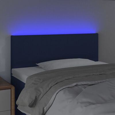 vidaXL Čelo postele s LED modré 100x5x78/88 cm látka