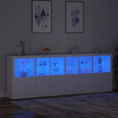 vidaXL Komoda s LED svetlami biela 283x37x100 cm