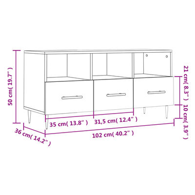 vidaXL TV skrinka lesklá biela 102x36x50 cm spracované drevo