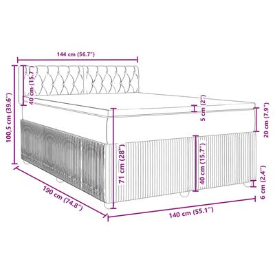 vidaXL Posteľný rám boxspring s matracom čierny 140x190 cm zamat