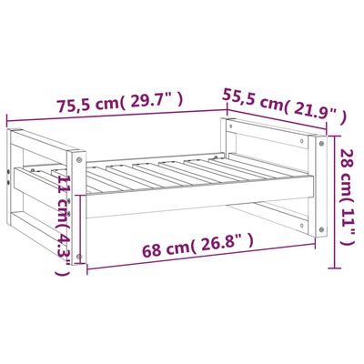 vidaXL Psia posteľ medovo-hnedá 75,5x55,5x28 cm borovicový masív