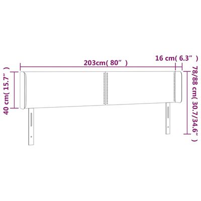 vidaXL Čelo postele so záhybmi tmavosivé 203x16x78/88 cm látka