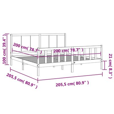 vidaXL Posteľný rám s čelom medovo-hnedý 200x200 cm masívne drevo