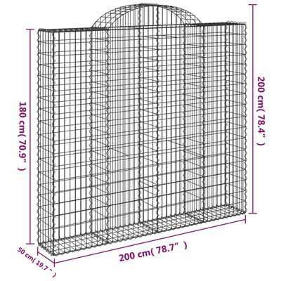 vidaXL Oblúkové gabiónové koše 12 ks 200x50x180/200 pozinkované železo