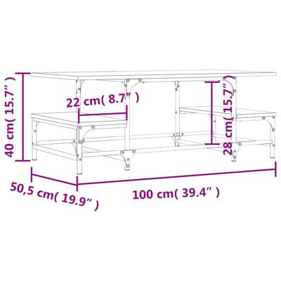 vidaXL Konferenčný stolík dub sonoma 100x50,5x40 cm kompozitné drevo