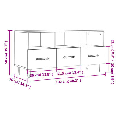 vidaXL TV stolík dub sonoma 102x36x50 cm kompozitné drevo