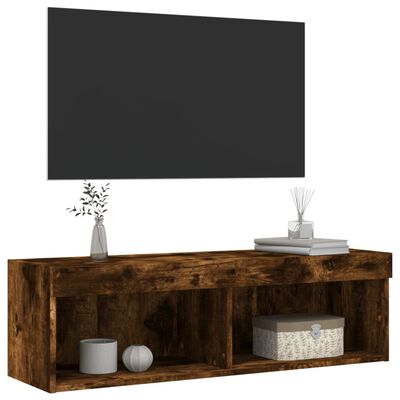 vidaXL TV skrinka s LED svetlami dymový dub 100x30x30 cm