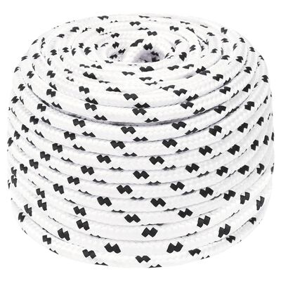 vidaXL Pletené lodné lano biele 10 mm x 25 m polyester
