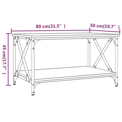 vidaXL Konferenčný stolík čierny 80x50x45 cm sprac. drevo a železo