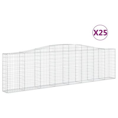 vidaXL Oblúkové gabiónové koše 25 ks 400x30x100/120cm pozinkov. železo