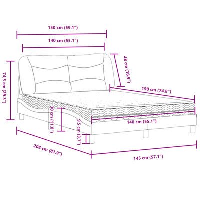 vidaXL Posteľ s matracom biela 140x190 cm umelá koža