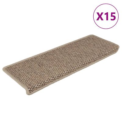 vidaXL Samolepiace nášľapy na schody sisal 15 ks 65x21x4 cm pieskové