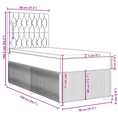 vidaXL Posteľný rám boxspring s matracom čierny 80x200 cm zamat