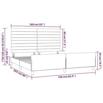 vidaXL Rám postele bez matraca tmavomodrý 160x200 cm zamat