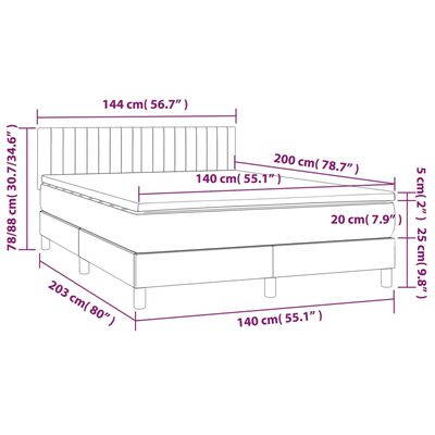 vidaXL Posteľný rám boxsping s matracom tmavomodrý 140x200 cm zamat