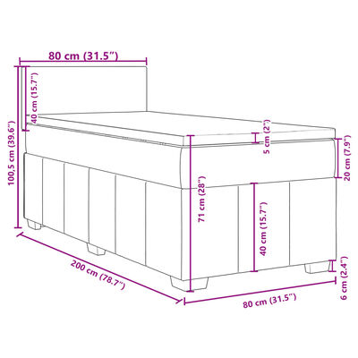 vidaXL Posteľný rám boxsping s matracom krémový 80x200 cm látka