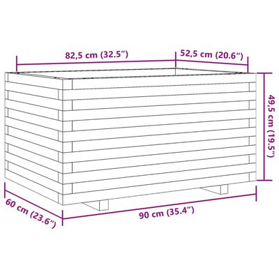 vidaXL Záhradný kvetináč biely 90x60x49,5 cm masívna borovica