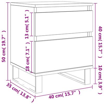 vidaXL Nočné stolíky 2 ks biele 40x35x50 cm kompozitné drevo