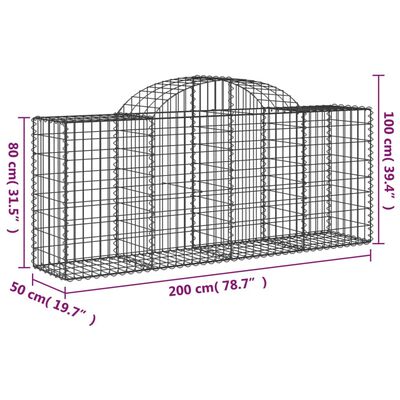 vidaXL Oblúkové gabionové koše 10 ks 200x50x80/100 cm pozinkov. železo