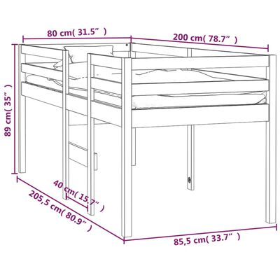 vidaXL Vysoká posteľ medovohnedá 80x200 cm borovicový masív