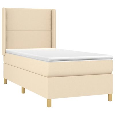 vidaXL Posteľný rám boxspring s matracom krémový 90x190 cm látka