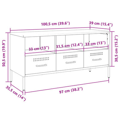 vidaXL TV skrinka ružová 100,5x39x50,5 cm oceľ valcovaná za studena