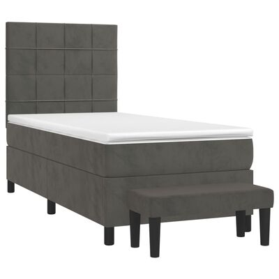 vidaXL Posteľný rám boxspring s matracom tmavosivý 100x200 cm zamat