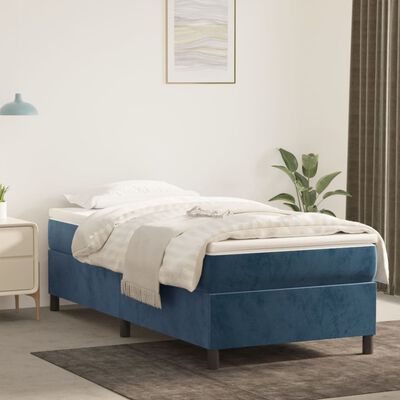 vidaXL Rám na boxspring posteľ tmavomodrý 90x190 cm zamat