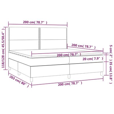 vidaXL Boxspring posteľ s matracom a LED čierna 200x200 cm umelá koža