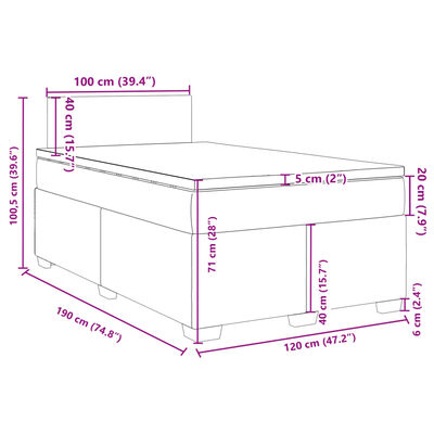 vidaXL Posteľný rám boxsping s matracom, modrá 120x190 cm, zamat