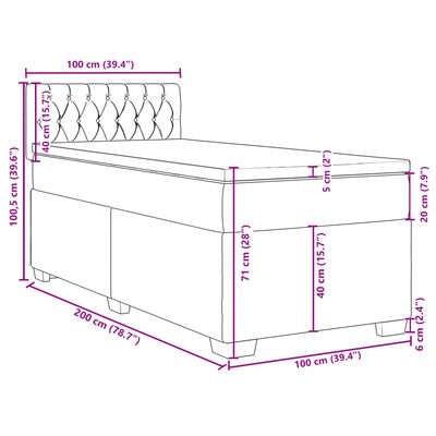 vidaXL Boxspring posteľ s matracom bledosivý 100x200 cm látka