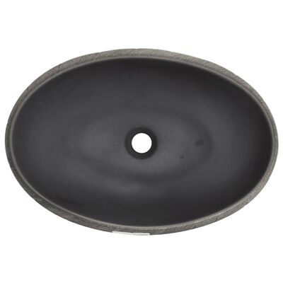 vidaXL Umývadlo na dosku čierno-sivé oválne 59x40x15 cm keramické