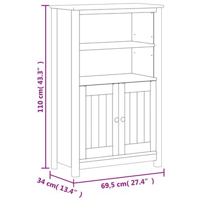 vidaXL Skrinka do kúpelne BERG biela 69,5x34x110 cm masívna borovica